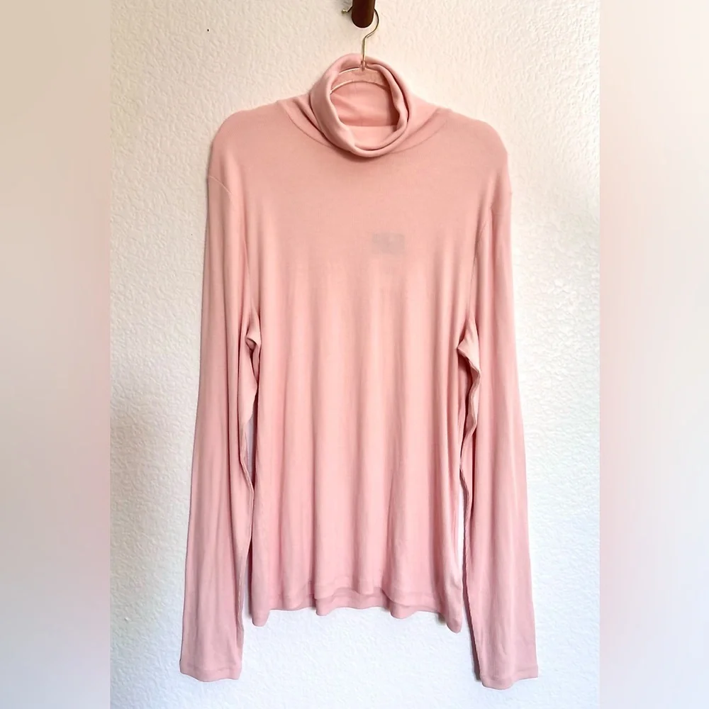 RALPH LAUREN | Pink Turtleneck Ribbed Long Sleeve Top | Size Large - Picture 2 of 11